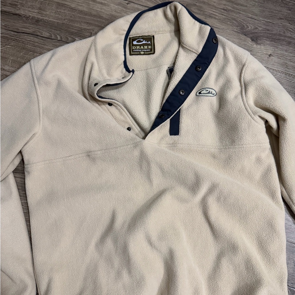 Drake Cream and Navy Fleece Top